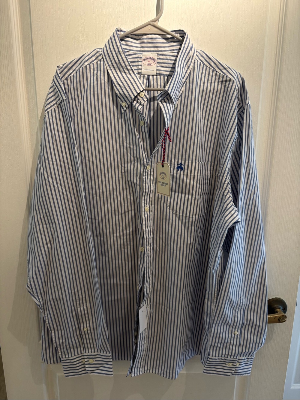 Brooks Brothers Blue and White Striped Oxford Button-Down Shirt